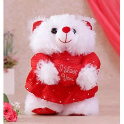 2.5 Feet Red Frock Teddy Bear with Red I Love You Heart